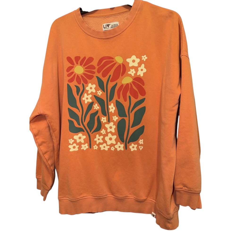 LIV Originals Orange Floral‎ Graphic Sweatshirt Women's Crewneck Pullover